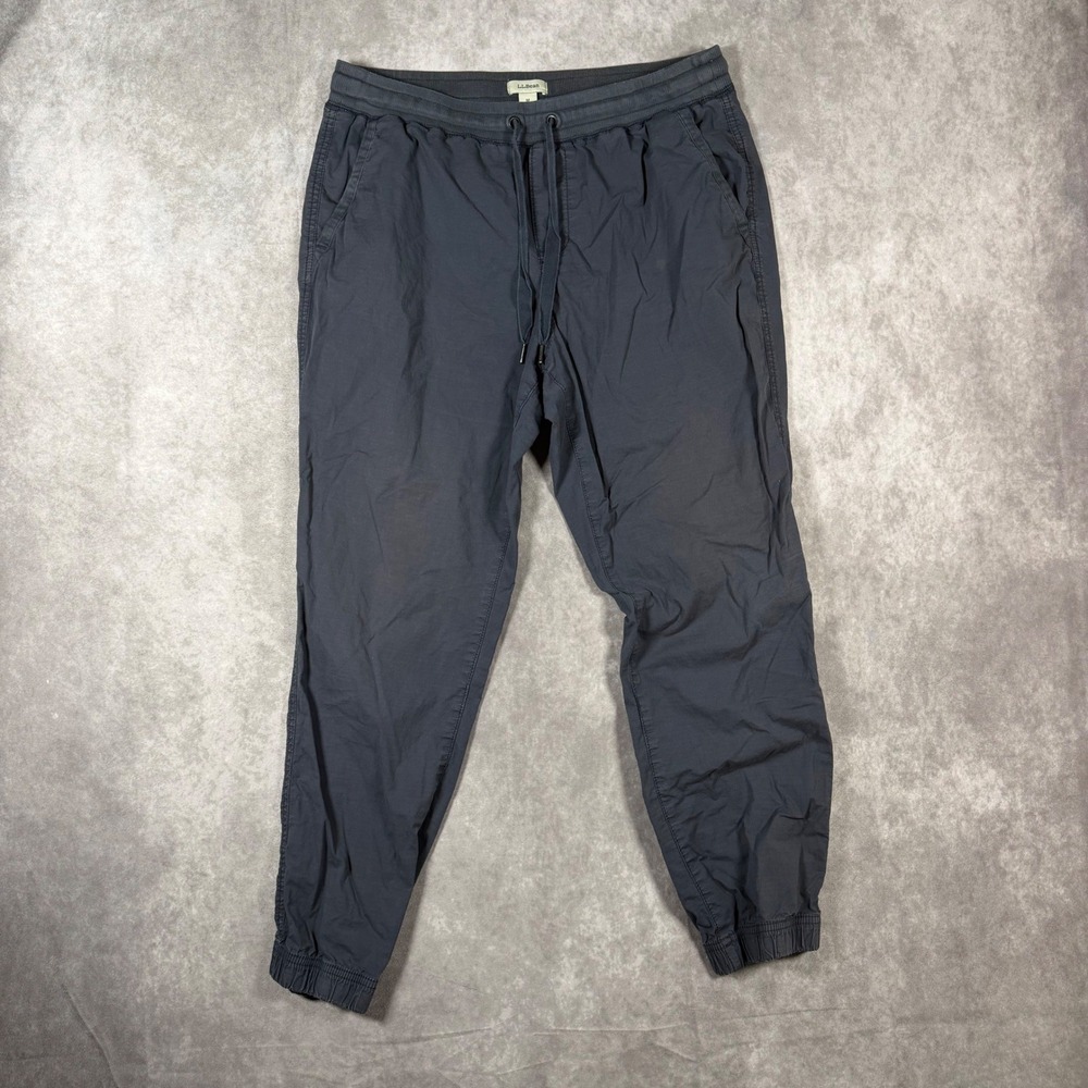 LL Bean Womens Medium Gray Ripstop Jogger Pants Elastic Waist Drawstring Crop